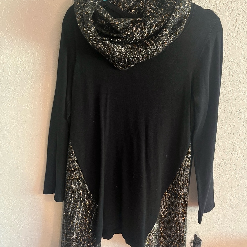 Style & Co Black/Gold Sweater with Scarf